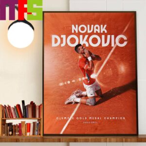 The Final Touch To A Legendary Record Career Golden Slam Novak Djokovic Olympic Gold Medal Champion At Paris 2024 Home Decor Wall Art Poster Canvas