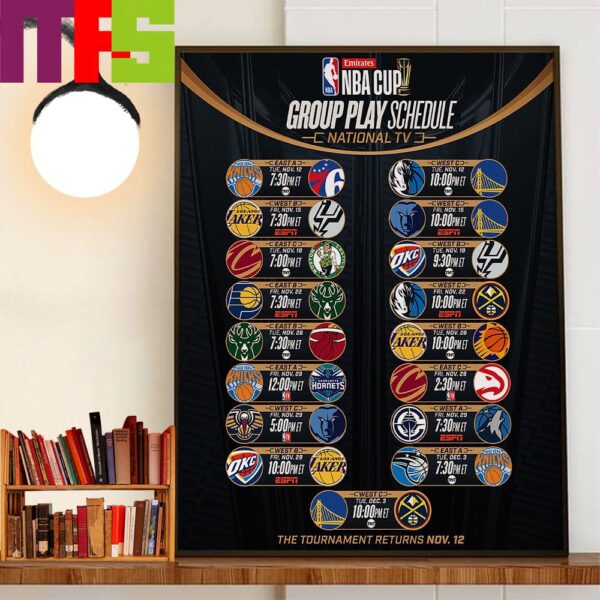 The National TV Schedule For Group Play Of The Emirates NBA Cup 2024 Home Decor Poster Canvas