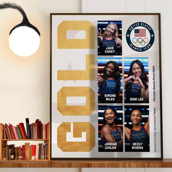 The USA Womens Artistic Gymnastics Team Gold Medal Once Again At Olympics Games Paris 2024 Wall Decor Poster Canvas