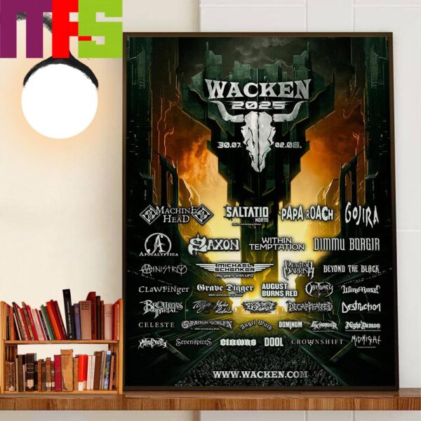 The Wacken Open Air 2025 July 30th to August 2nd 2025 Line Up Official Poster Home Decor Wall Art Poster Canvas