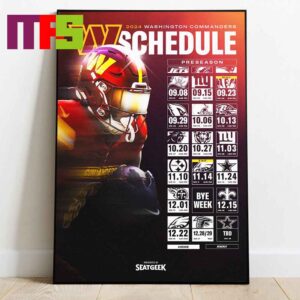 Washington Commanders NFL Schedule Calendar 2024 Season Home Decor Poster Canvas