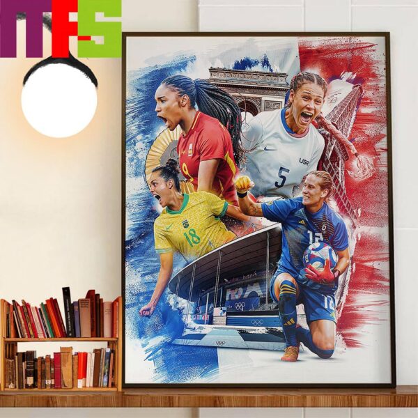 Womens Olympic Football Tournament Semi-Finals Match For 2024 Olympic Paris Home Decor Wall Art Poster Canvas