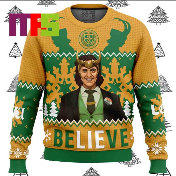 Believe Loki Marvel Ugly Christmas Sweater