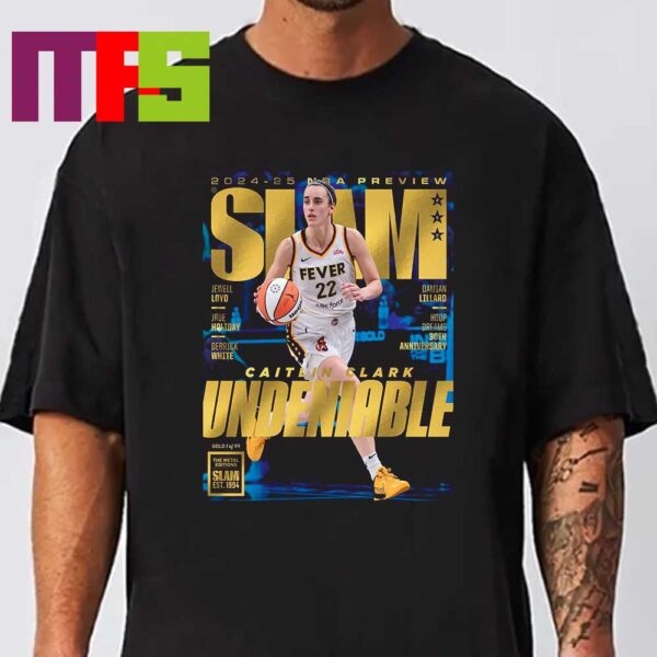 Caitlyn Clark Indiana Fever On Slam 252 Issue Cover Undeniable 2024 Golden Metal Version Classic T-Shirt