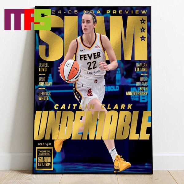 Caitlyn Clark Indiana Fever On Slam 252 Issue Cover Undeniable 2024 Golden Metal Version Home Decor Poster Canvas