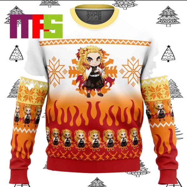 Chibi Christmas Kyojuro Rengoku Demon Slayer Ugly Christmas Sweater