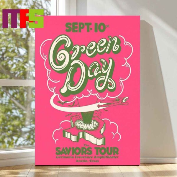 Green Day Germania Insurance Amphitheater Austin Texas 2024 On September 10th Poster Decor