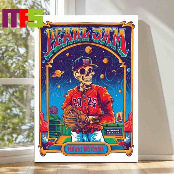 Official Pearl Jam Fenway Park Boston MA September 15th 17th 2024 Art By Helen Kennedy Home Decor Poster Canvas