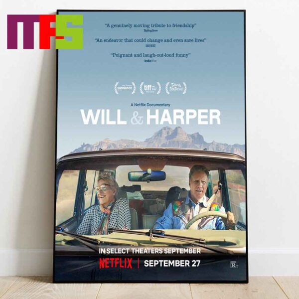 Official Poster For Will And Harper A Netflix Documentary 2024 In Select Theaters September 27th Home Decor Poster Canvas