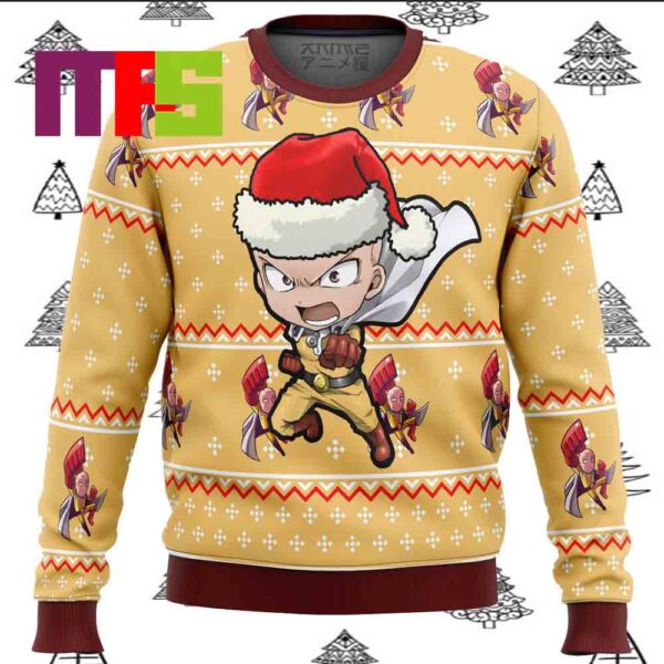 One Punch Chibi Saitama Ugly Christmas Sweater