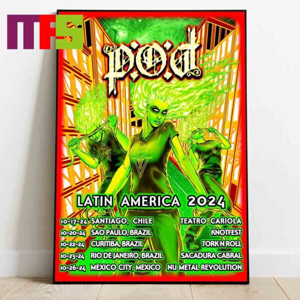 P.O.D. Latin America Tour 2024 Dates Schedule Calendar Home Decor Poster Canvas