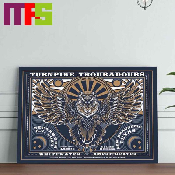 Turnpike Troubadours New Braunfels Texas 2024 Whitewater Amphitheater On September 6 And 7 Home Decor Poster Canvas