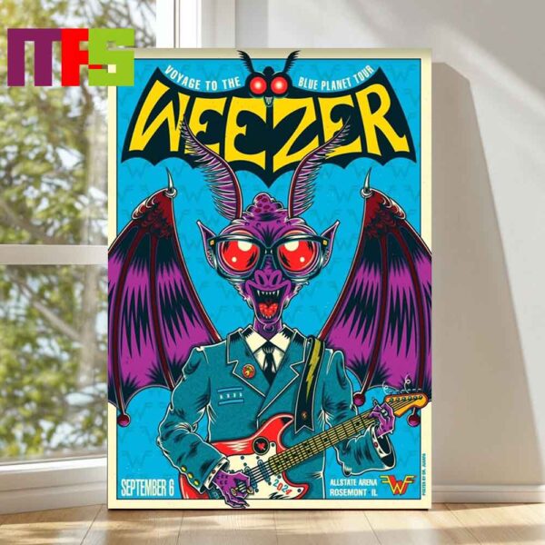 Weezer Allstate Arena Rosemont IL 2024 On September 6th Poster Decor