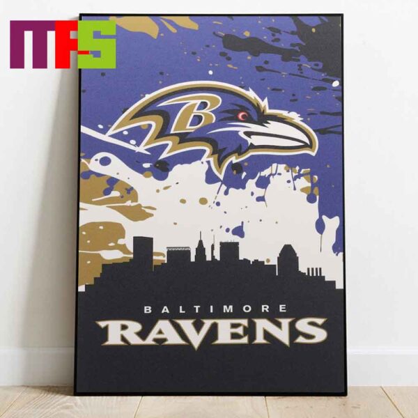 Baltimore Ravens NFL City Skyline Logo Home Decor Poster Canvas