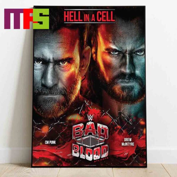 CM Punk VS Drew McIntyre 2024 Bad Blood WWE Event Hell In A Cell Home Decor Poster Canvas