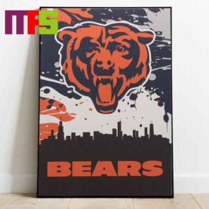 Chicago Bears NFL City Skyline Logo Home Decor Poster Canvas