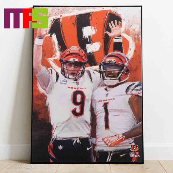 Cincinnati Bengals Joe Burrow And JaMarr Chase NFL Home Decor Poster Canvas