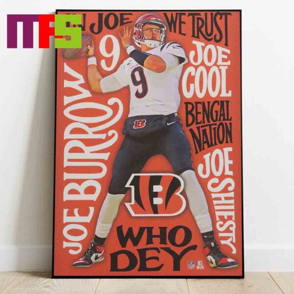 Cincinnati Bengals Joe Burrow NFL Joe Cool Bengal Nartion Joe Shiesty Winning Worlds Home Decor Poster Canvas