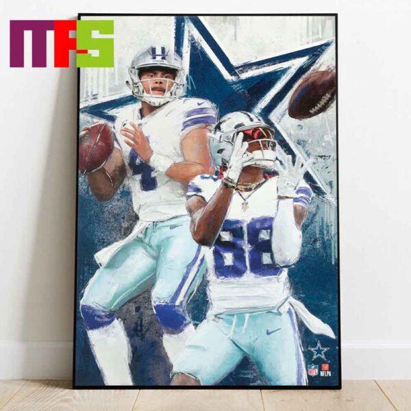 Dallas Cowboys Dak Prescott And CeeDee Lamb NFL Graffiti Home Decor Poster Canvas