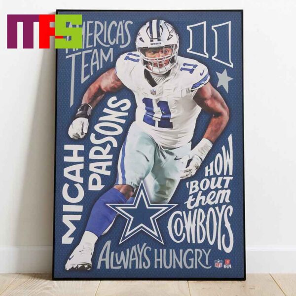 Dallas Cowboys Micah Parsons NFL Winning Words Americas Team How Bout Them Cowboys Home Decor Poster Canvas