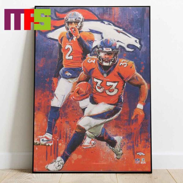 Denver Broncos NFL Patrick Surtain II And Javonte Williams Graffiti Home Decor Poster Canvas