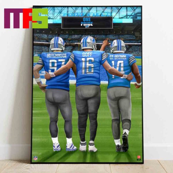 Detroit Lions NFL One Pride Three Player Huffchinson Goff St Brown Home Decor Poster Canvas