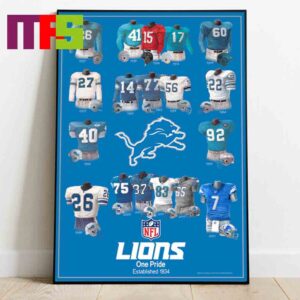 Detroit Lions NFL One Pride Uniform Heritage Home Decor Poster Canvas