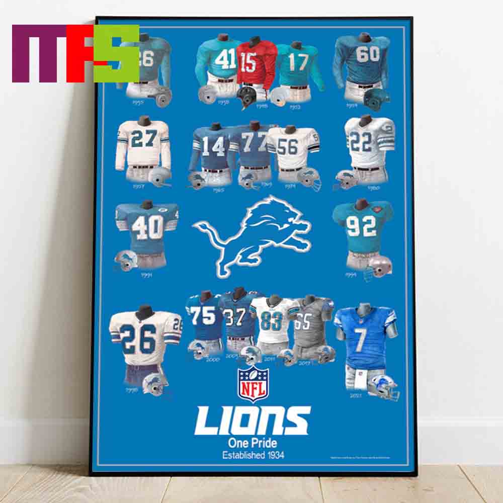 Detroit Lions NFL One Pride Uniform Heritage Home Decor Poster Canvas