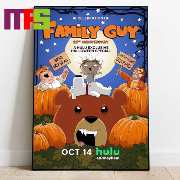 First Poster Family Guy 25th Anniversary A Hulu Halloween Special On October 14th Home Decor Poster Canvas