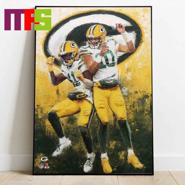 Green Bay Packers Jayden Reed And Jordan Love NFL Graffiti Home Decor Poster Canvas