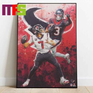 Houston Texans CJ Stroud And Tank Dell NFL Graffiti Home Decor Poster Canvas