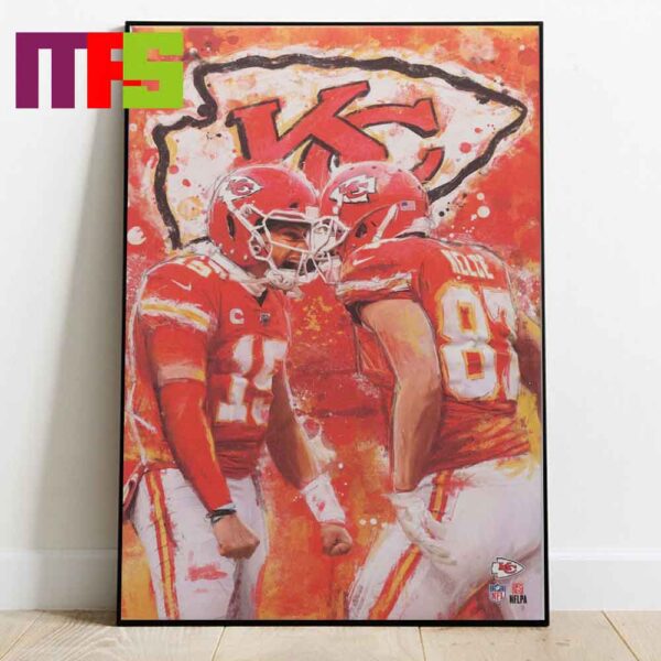 Kansas City Chiefs Patrick Mahomes And Travis Kelce NFL Graffiti Home Decor Poster Canvas