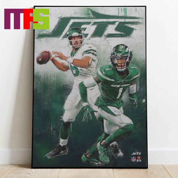 New York Jets Aaron Rodgers And Ahmad Sauce Gardner NFL Graffiti Home Decor Poster Canvas