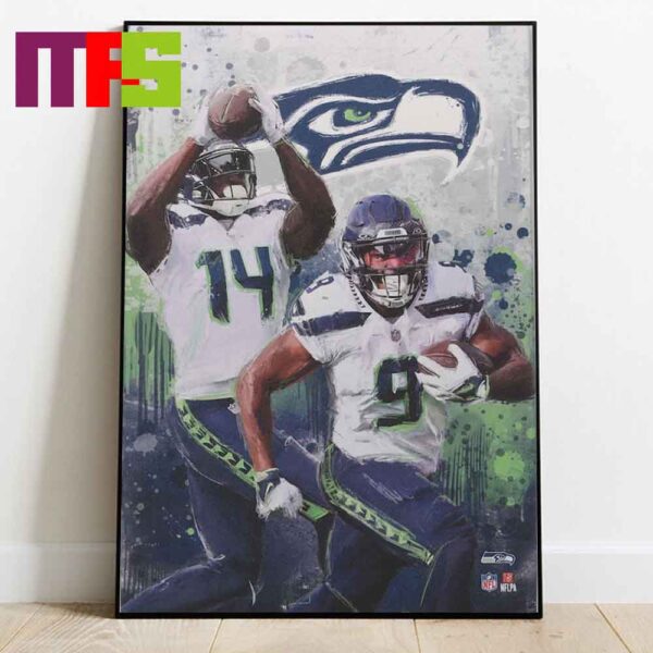 Seattle Seahawks DK Metcalf And Kenneth Walker III NFL Graffiti Home Decor Poster Canvas