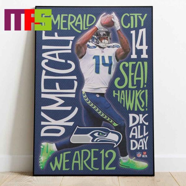 Seattle Seahawks DK Metcalf NFL Winning Words Emerald City Sea Hawks DK All Day Home Decor Poster Canvas