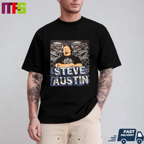 Stone Cold Steve Austin WWE Large Hardcore Collection Black Attitude Era Unisex T Shirt