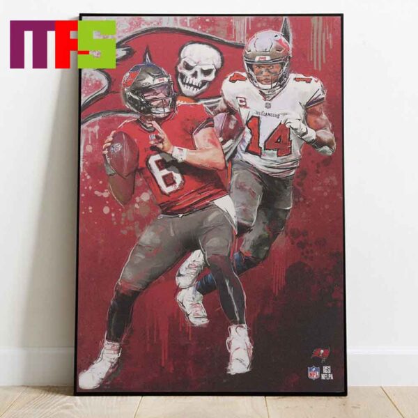 Tampa Bay Buccaneers Baker Mayfield And Chris Godwin NFL Graffiti Home Decor Poster Canvas