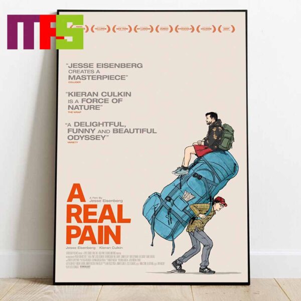 A Real Pain Film By Jesse Eisenberg Home Decor Poster Canvas