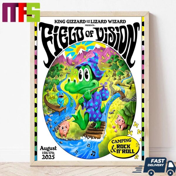 King Gizzard And The Lizard Wizard Presents Field Of Vision Camping And Rock N’Roll On August 15th-17th 2025 Wall Decor Canvas Poster