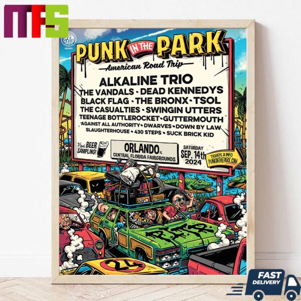 Punk In The Park American Road Trip Takes Place On September 14 2024 At The Central Florida Fairgrounds In Orlando Florida Wall Decor Canvas Poster