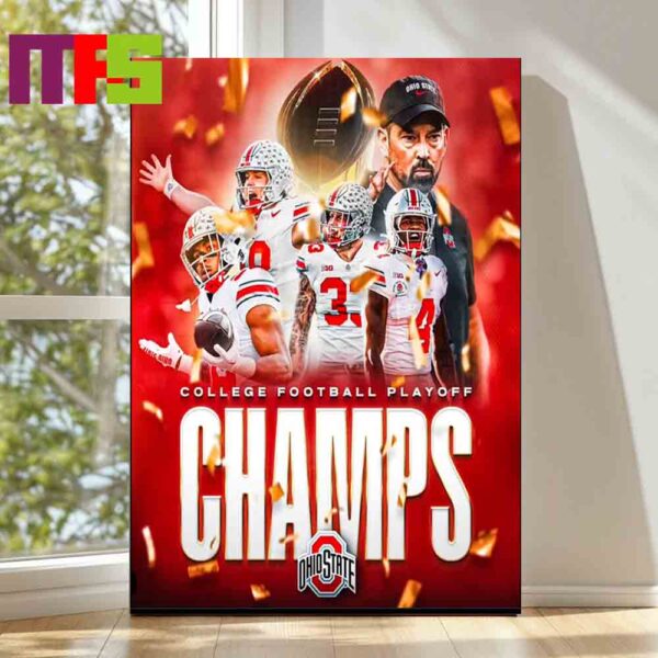 Ohio State Buckeyes Football 2024 CFP National Champions College Football Playoff Home Decor Poster Canvas